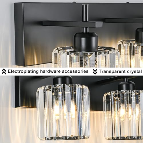 Black Crystal Bathroom Vanity Lights