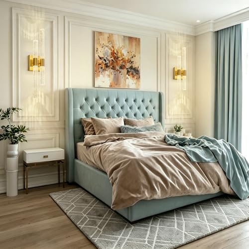 Modern LED Vanity Light Bathroom Vanity Light Fixtures Gold Crystal Sconces Wall Lighting 21.25in 4000K Vertical and Horizontal Wall Mounted Sconces for Bedroom Living Room Hallway（1