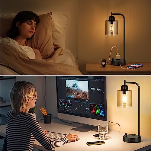 Industrial Bedside Lamps for Nightstand Set of 2 (2 Count)