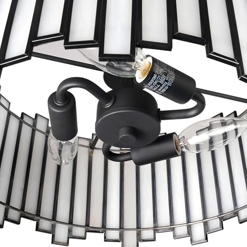 Black Ceiling Light Fixture in Drum Shape