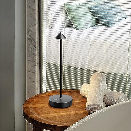 Set of 2 Cordless Rechargeable Led Table Lamp Battery Operated Light Black (2 Count)