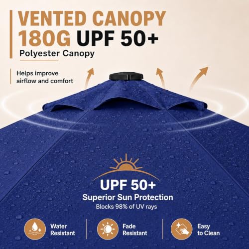 9FT Solar Patio Umbrella w