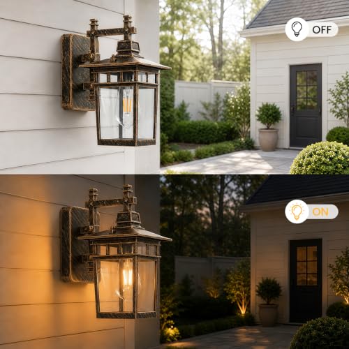 13'' Brown Medium Outdoor Wall Light Fixture with Closed Bottom (Brown)