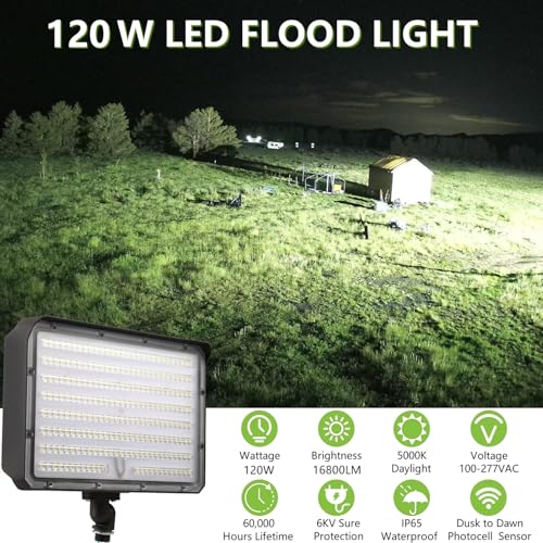 120W Outdoor LED Flood Light Dusk to Dawn with Knuckle