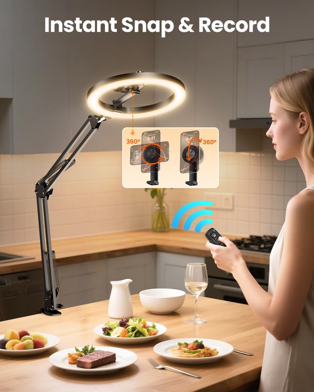Magnetic Overhead Ring Light for Desk