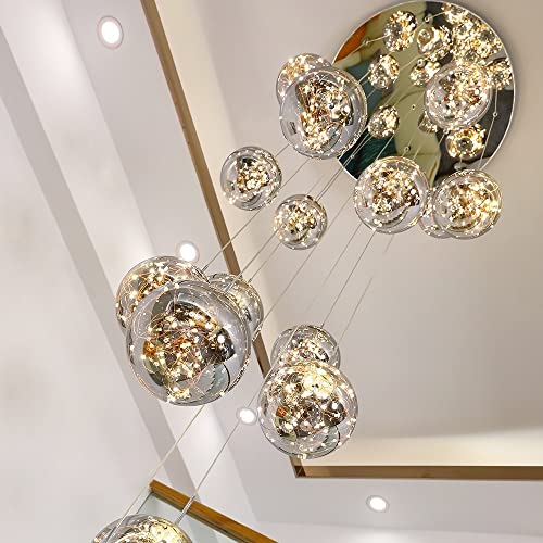 15 Light LED Staircase Chandelier Crystal Ceiling Lights Large Chandeliers for High Ceilings (15 Count)