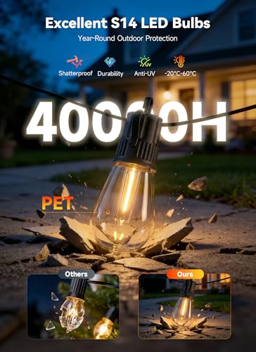 31FT Outdoor String LED Patio Lights Waterproof