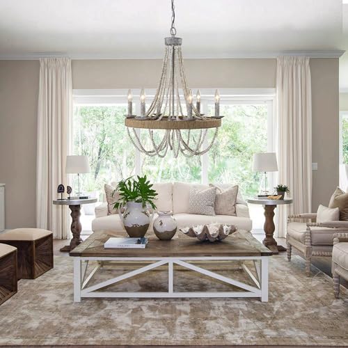 White Beaded Chandelier Bohemian Style