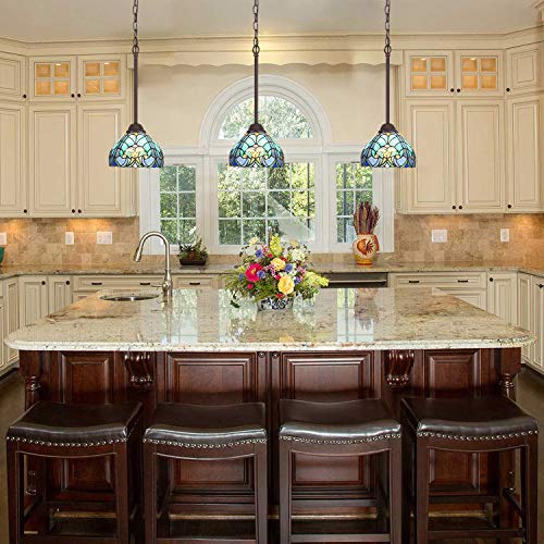 Tiffany Pendant Light fixtures Hanging Lamp Stained Glass Light Decor for Dining Living Room Kitchen Island Study Hallway
