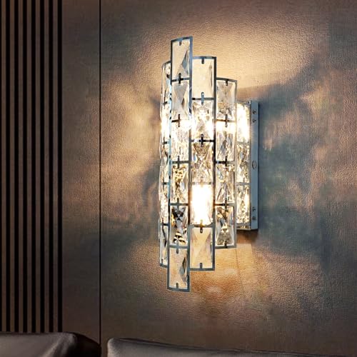 Polished Chrome K9 Crystal Wall Sconce with Touch Switch