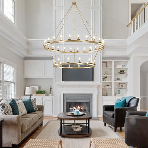 Gold Wagon Wheel Chandelier 2 Tier 53