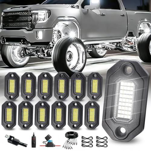 12 Pods Aluminium Pure White LED Rock Lights Full Kit (12 Pods)