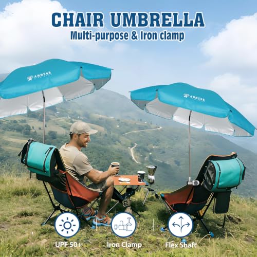 Chair Umbrella with Universal Clamp Adjustable 47 inches and 360° Swivel & UPF 50+ Protection Portable Sun Umbrella (2 Count)