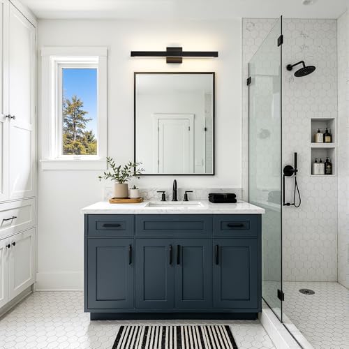 24 Inch Modern Vanity Light Black Bathroom Lighting Fixture with Up & Down Lighting 5CCT Dimmable LED Vanity Light Bar Over Mirror for Bathroom Bedroom Restroom