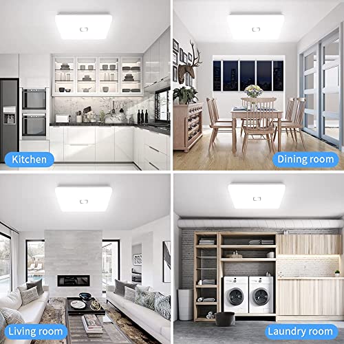 5000K LED Ceiling Light Flush Mount 24W 12.6in Square LED Ceiling Lamp for Kitchen Bathroom Hallway with 240Pcs LeD Chips Without Flicker