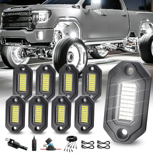 8 Pods Aluminium Pure White LED Rock Lights Full Kit (8 Pods)