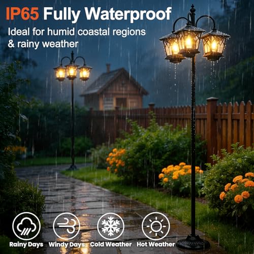 6FT Aluminum Solar Lamp Post Light Outdoor Waterproof