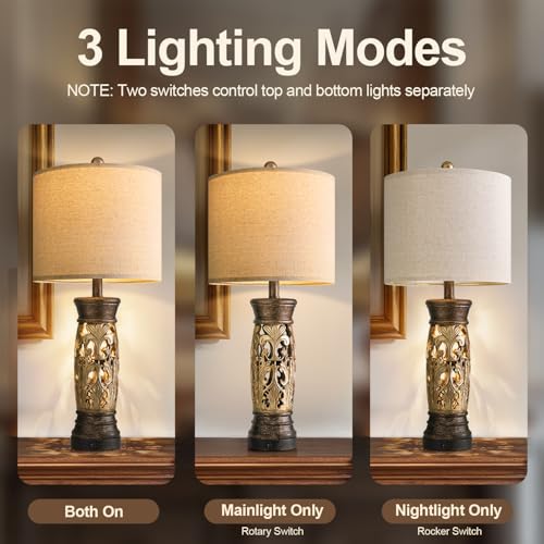 27.25” Antique Gold Table Lamps Set of 2 (2 Count)