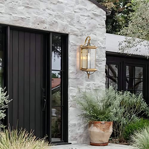 Copper Exterior Wall Light 20" H Outdoor Light Fixture Waterproof Wall Sconce Oil Rubbed Brass Porch Light with Clear Glass Lantern Wall Mount Lights for House Garage Patio Aisle