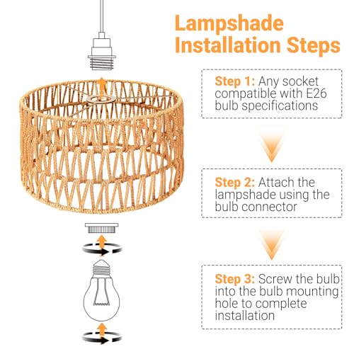 Hanging Light Boho Lamp Shades Small Lamp Shades for Table Lamps Vintage Rattan Lampshade for Hanging Lamp Wall Sconce Floor Lamp Woven LampShades for Living Room Decor Pendant Light