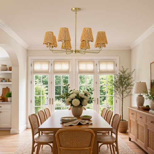 Rattan Chandelier for Dining Room Gold Boho Chandelier for Bedroom