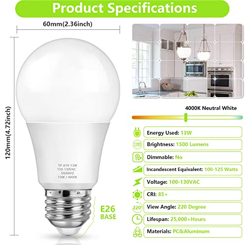 A19 LED Light Bulbs (4 Count)