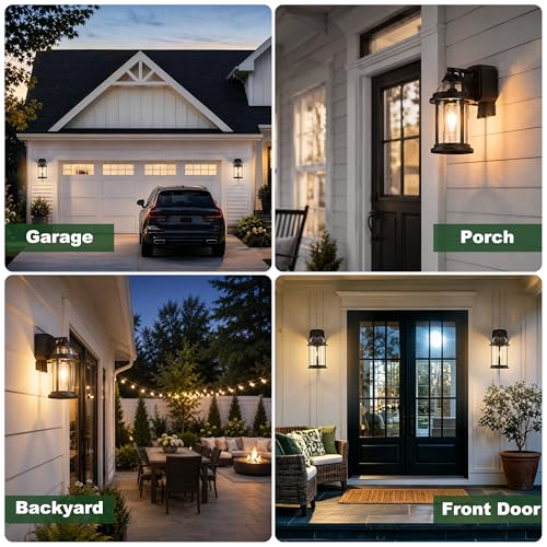 Dusk to Dawn Outdoor Wall Lights with GFCI Outlet