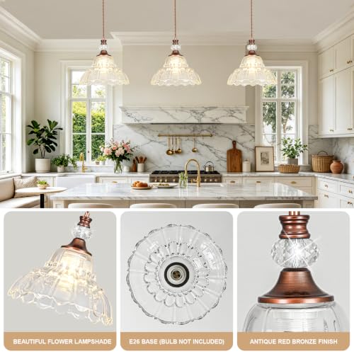 1 Piece Vintage Chandelier in Antique Red Bronze Finish with Flower (1-Light / Antique Red Bronze)