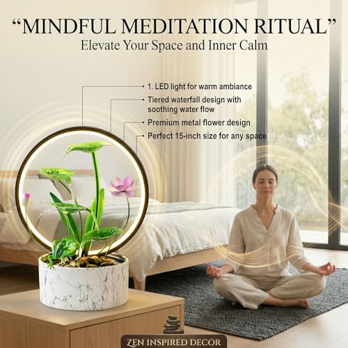 Qingyinge 15‘’H Green Small Water Fountain Indoor