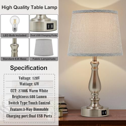 Table Lamps for Bedroom Set of 2 (2 Count)