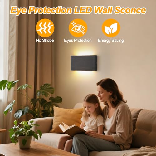 Wood Wall Sconce Indoor Wall Lights Hardwired 1 Pack Up and Down Wall Mount Light for Living Room Bedroom Hallway