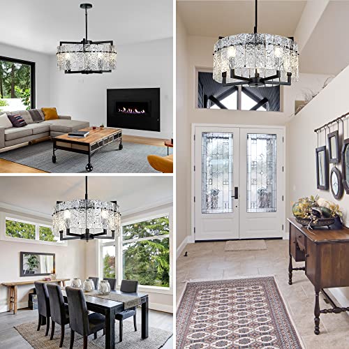 Modern Black Crystal Chandeliers for Dining Room