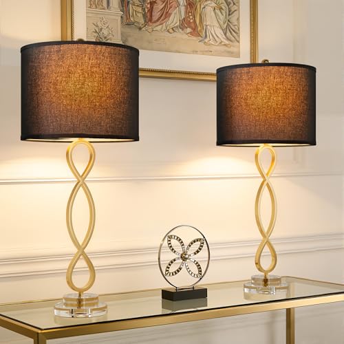 30" Brass Gold Buffet Table Lamps for Living Room Set of 2