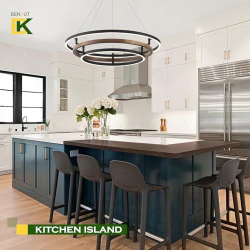 3 Rings Modern LED Chandelier Black Dimmable Circular Pendant Light for Dining Room