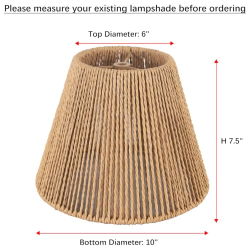 Boho Rattan Lamp Shade Small Bell Lampshade 6" Top X 10" Bottom X 7.5" High