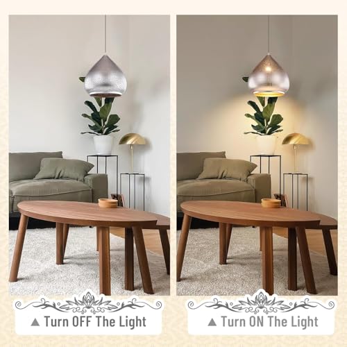 2 Pack Pendant Light Moroccan Chandelier Vintage Farmhouse Ceiling Hanging Light Fixtures Sliver Hardwire Flush Mount Pendant Light for Kitchen Island Dining Room Restaurant