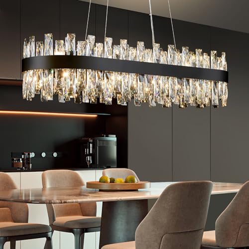 Modern Black Crystal Chandelier for Dining Room