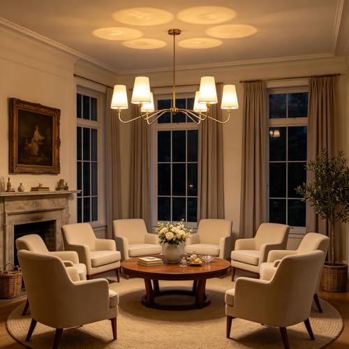 47'' Brushed Brass Chandelier with Shades
