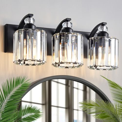 3 Light Black Bathroom Light Fixture Modern Vanity Lights Over Mirror Vintage Wall Sconce Lighting for Bathroom