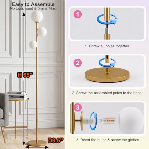 3 Globe Floor Lamp Mid Century Modern