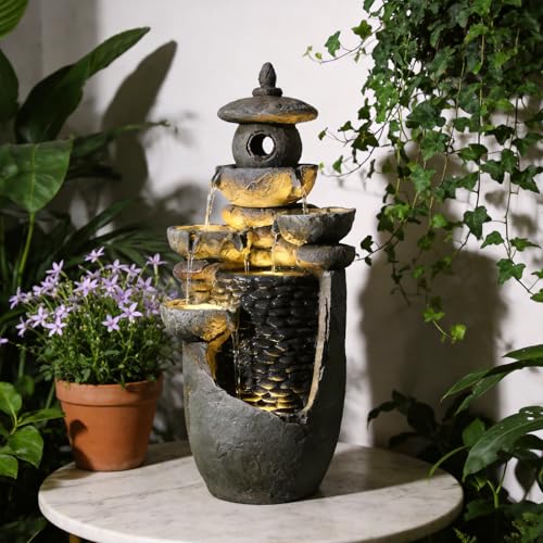 Zen Tiered Rock Water Fountain Outdoor