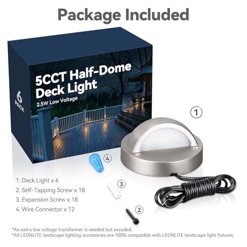 6 Pack 5CCT 3.74inch Low Voltage LED Deck Lights (6 Count)