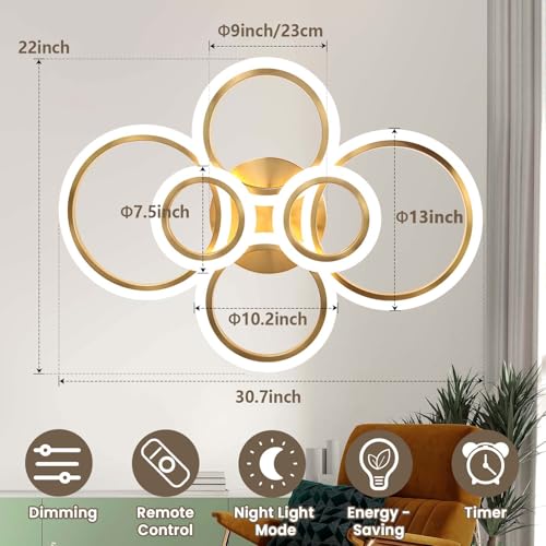 Gold Modern Flush Mount Ceiling Light
