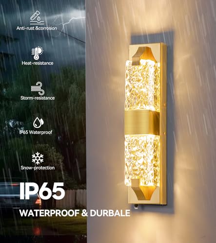 18.5" Gold Outdoor Wall Light Fixtures (2 Count)