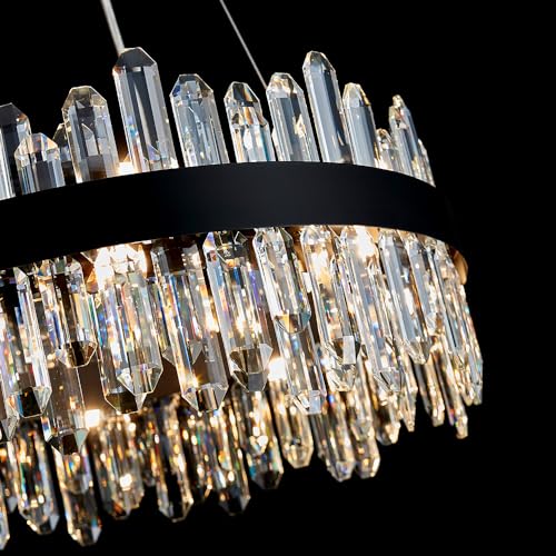 Black Modern Oval Crystal Chandelier