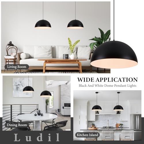 16" Black and White Industrial Pendant Lighting for Kitchen Island
