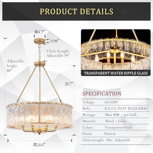 Modern 24.4" Crystal Glass Chandelier 8