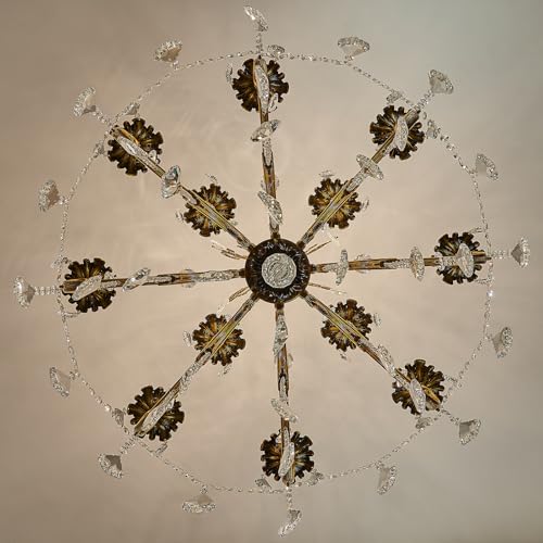 Vintage 8 Arms Crystal Chandelier Candle Light Fixture for Dining Room Living Room Bedroom Hallway Entryway Antique Gold Finish