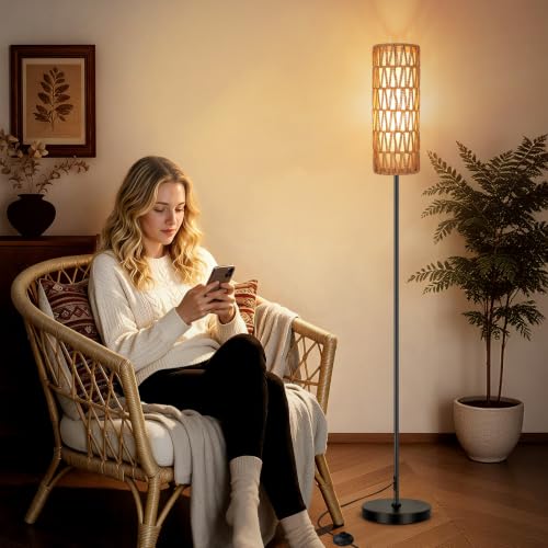 Boho Floor Lamp for Living Room with Smart RGB Bulb (1-Black)