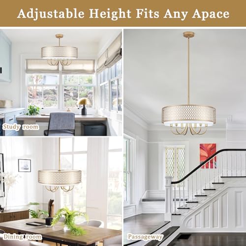 21.65" Large Durm Chandeliers for Dining Room Modern Gold Chandelier